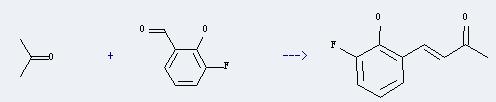 3-Fluoro-2-hydroxybenzaldehyde can react with propan-2-one to produce 4-(3-fluoro-2-hydroxy-phenyl)-but-3-en-2-one